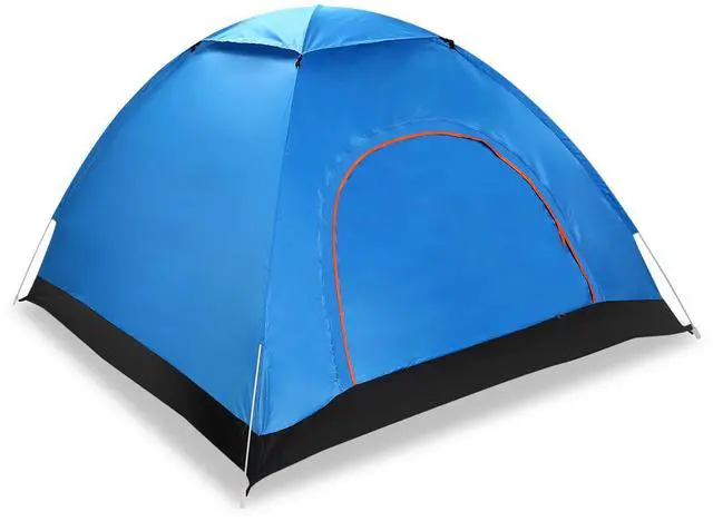 Main image of Fresh Fab Finds 4 Persons Camping Waterproof Tent Pop Up Tent Instant Setup Tent w/2 Mosquito Net Doors Carrying Bag Folding 4 Seasons for Hiking Climbing Adventure - Blue One size