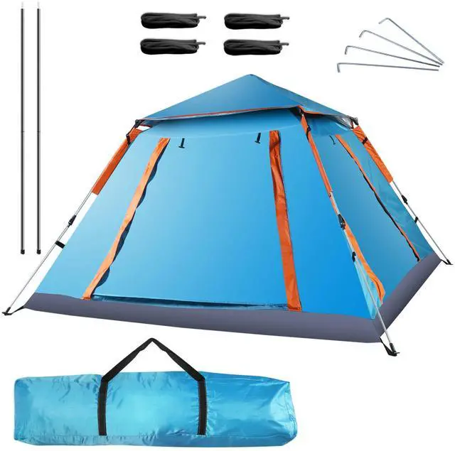 Main image of Fresh Fab Finds 4-5 Person Camping Tent Outdoor Foldable Waterproof Tent with 2 Mosquito Nets Windows Carrying Bag for Hiking Climbing Adventure Fishing - Blue One size