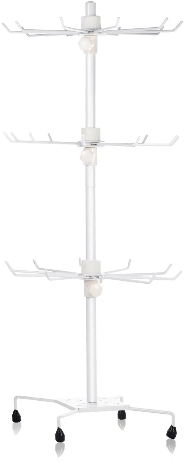 Main image of Fresh Fab Finds 3-Tier Metal Jewelry Rack 30-Hook Spinning Stand for Necklaces & Bracelets - White - One size