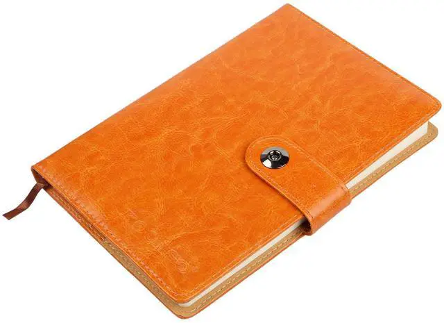 Main image of Fresh Fab Finds 150-Page PU Leather Notebook w/ Calendar, World Map & Ribbon Bookmark - Orange - One size