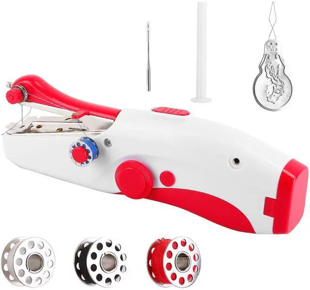 Main image of Fresh Fab Finds Portable Mini Cordless Sewing Machine Handy Stitch for Home & Travel Use - Red - One size