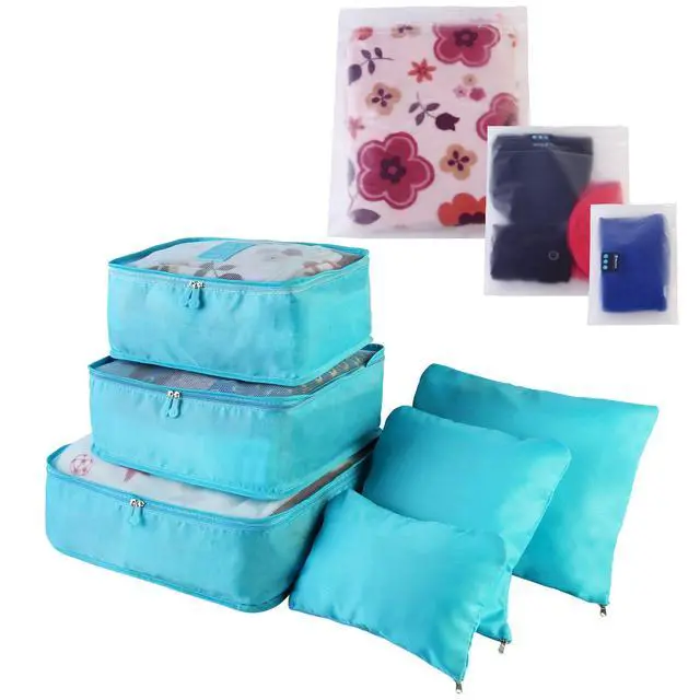 Main image of Fresh Fab Finds 9Pcs Travel Packing Cubes Water-Resistant Luggage Organizers for Clothes & Underwear - Blue - One size