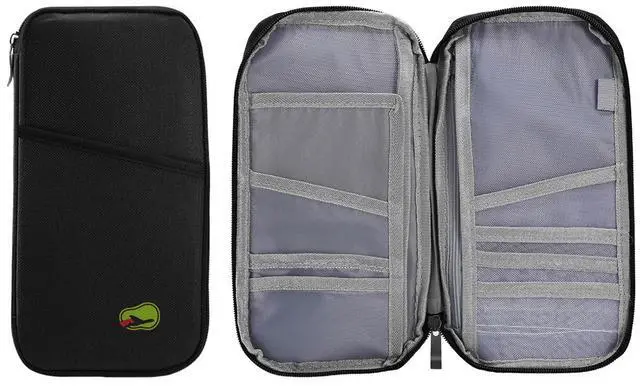 Main image of Fresh Fab Finds Travel Passport Wallet w/ 12 Slots for Cards, Tickets, ID & Phone Zipper Case - Black - One size