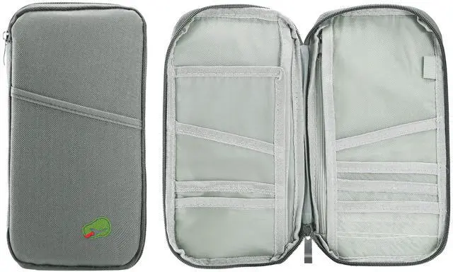 Main image of Fresh Fab Finds Travel Passport Wallet w/ 12 Slots for Cards, Tickets, ID & Phone Zipper Case - Silver - One Size