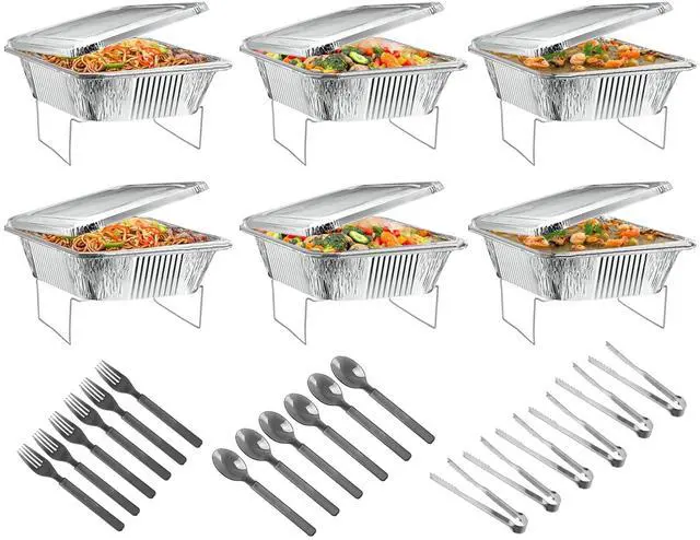 Main image of Fresh Fab Finds 36Pcs Disposable Buffet Set w/ Warmers, Utensils, Lids - Gray - One size