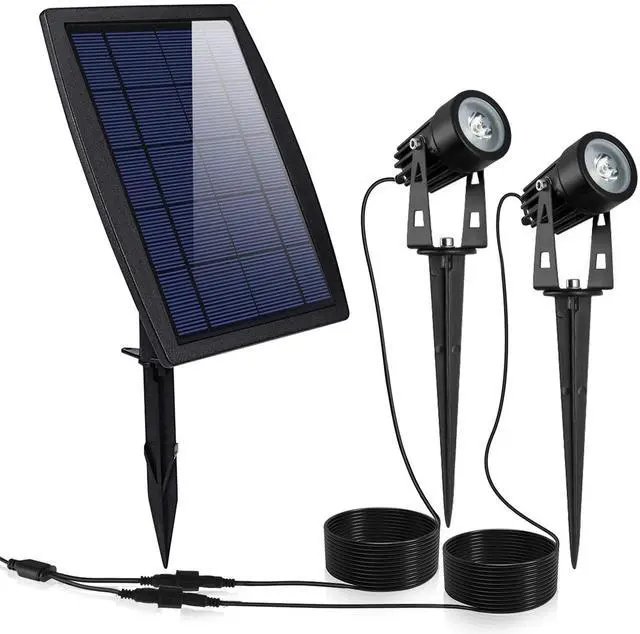 Main image of Fresh Fab Finds Twin Solar Spotlights w/ Sensor Waterproof for Garden & Lawn - Black - One size