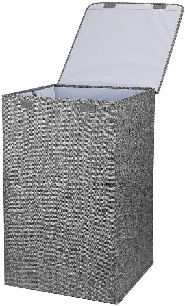 Main image of Fresh Fab Finds Foldable Laundry Hamper Basket with Lid & Handles - Gray - One size