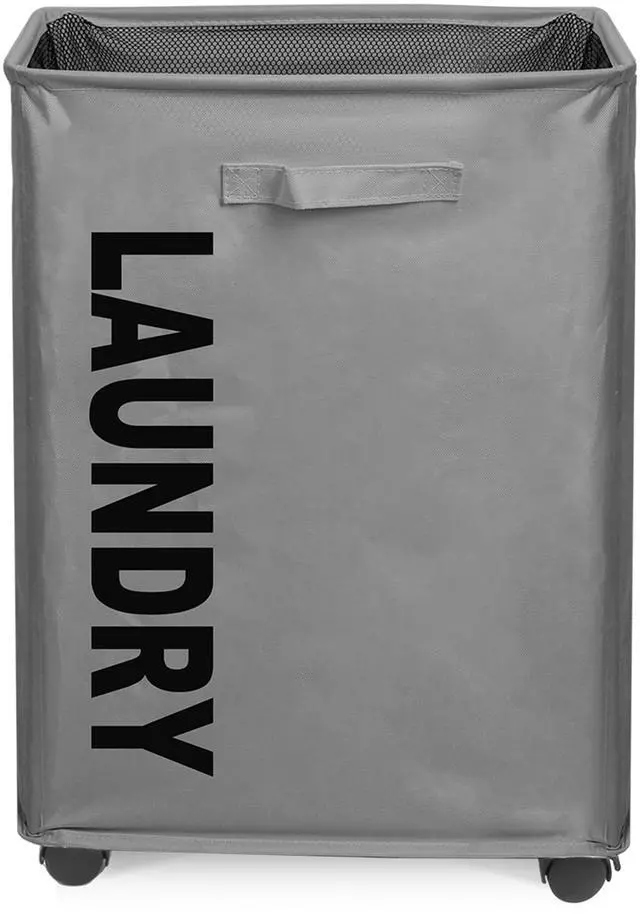 Main image of Fresh Fab Finds 82L Collapsible Rolling Laundry Hamper with Handle & Wheels - Dark Gray - One size