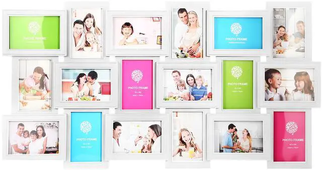 Main image of Fresh Fab Finds 12/18 Photo Collage Frame Set for 4x6in Pictures w/ Glass Cover - White - One size
