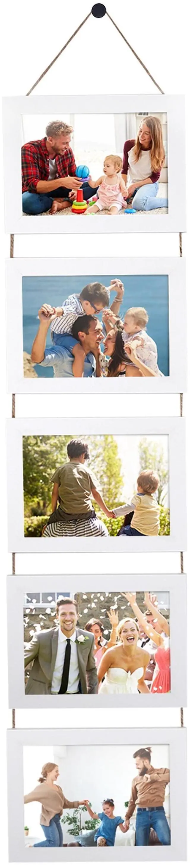 Main image of Fresh Fab Finds 5x7in 5-Opening Rustic Wood Wall Hanging Collage Frame - White - 5 x 7in