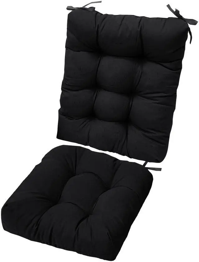 Main image of Fresh Fab Finds 2Pc Rocking Chair Cushion Set w/ Ties, Soft & Supportive - Black - One size