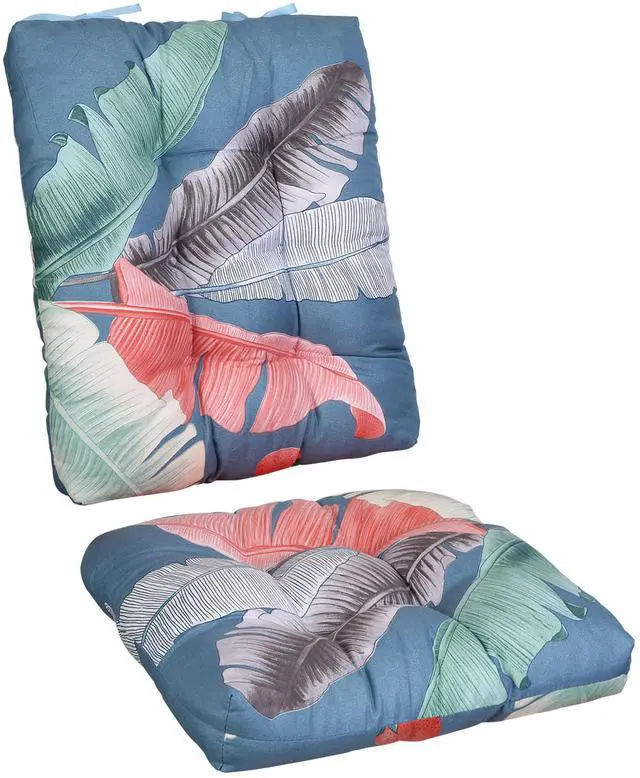 Main image of Fresh Fab Finds 2Pc Rocking Chair Cushion Set w/ Ties, Soft & Supportive - Blue - One size