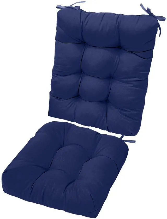 Main image of Fresh Fab Finds 2Pc Rocking Chair Cushion Set w/ Ties, Soft & Supportive - Navy Blue - One size