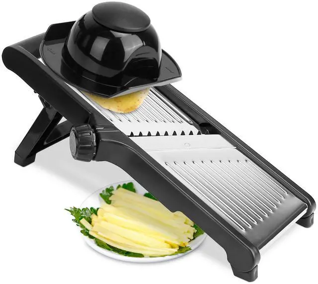 Main image of Fresh Fab Finds 5-in-1 Mandoline Slicer Set w/ Adjustable Blades & Holder - Black - One size