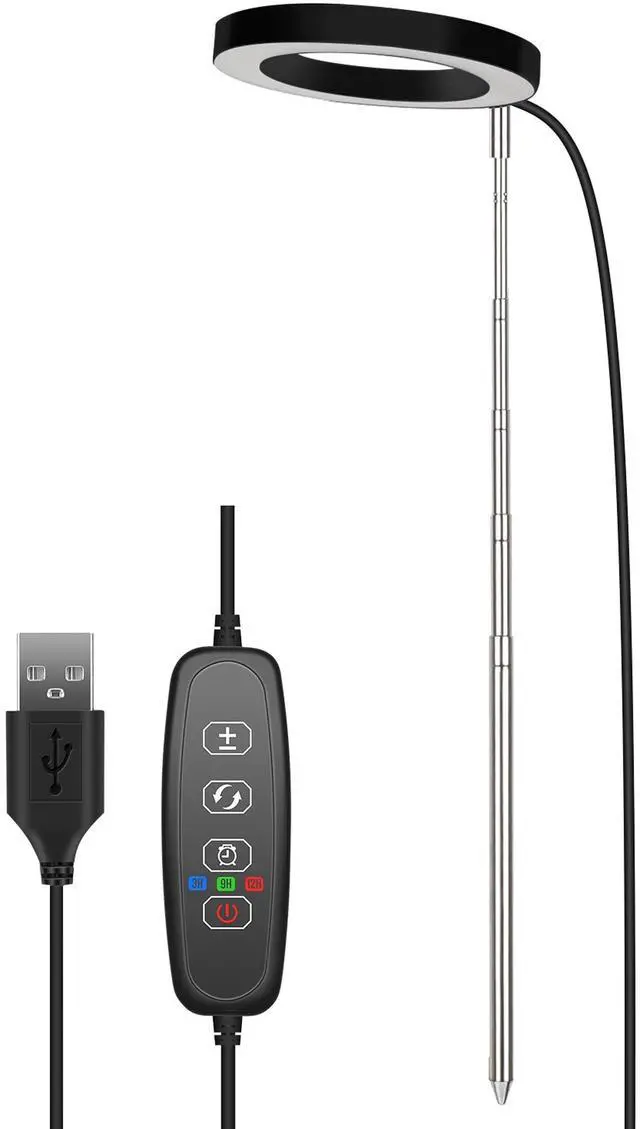 Main image of Fresh Fab Finds Full Spectrum Circle Grow Light w/ Timer & Adjustable Height - Black - One size