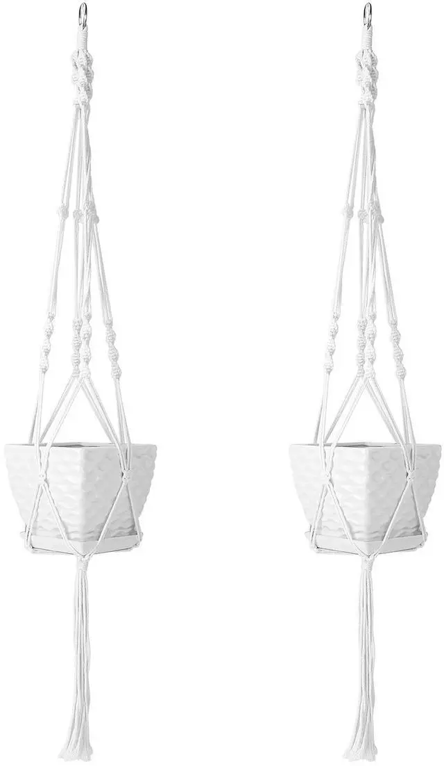 Main image of Fresh Fab Finds 2Pk 40in Cotton Plant Hangers Net Bags for Pots 411in - White - One size