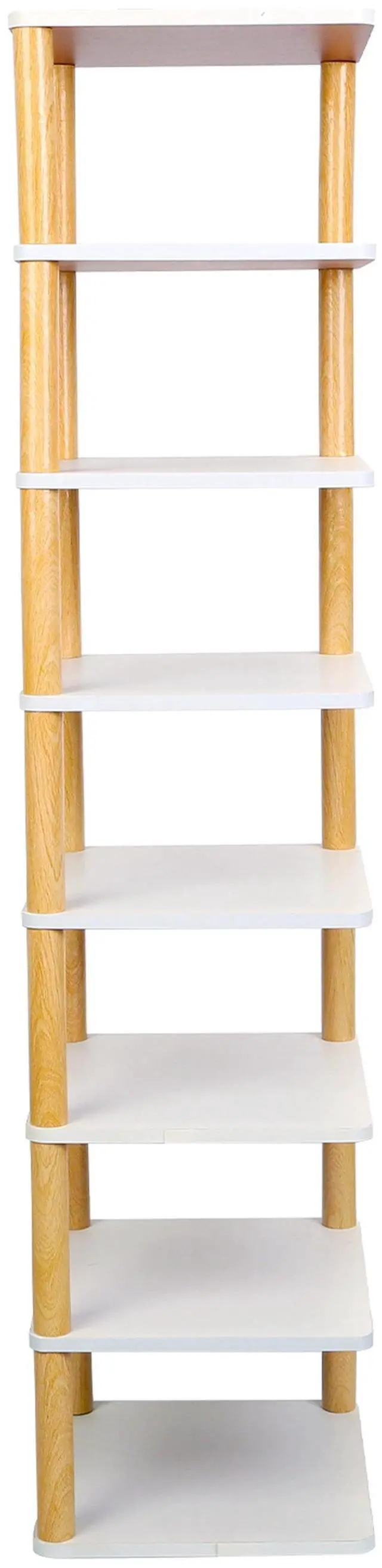 Main image of Fresh Fab Finds 8-Tier Vertical Wooden Shoe Rack Corner Organizer Tower - White - One size