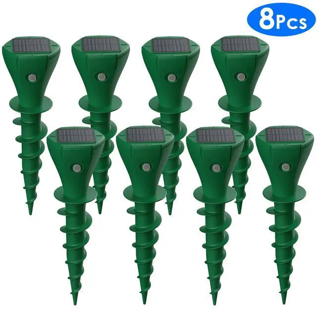 Main image of Fresh Fab Finds 8Pcs Solar Mole Repellers Waterproof Vibration Stakes for Garden - Green - One size
