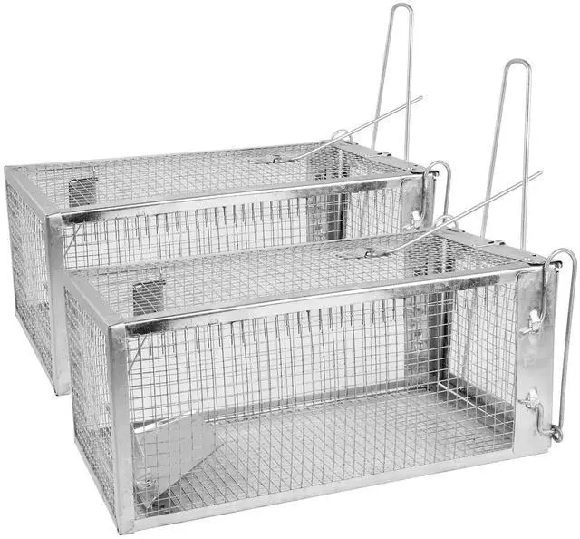 Main image of Fresh Fab Finds 2-Pack Humane Rat Trap Cage Reusable Galvanized Iron Live Catch - Silver - 2pcs