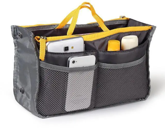 Main image of Fresh Fab Finds Womens Travel Insert Makeup Toiletry Bag w/ Strap - Gray - One size