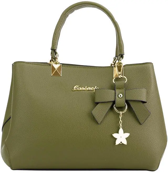 Main image of Fresh Fab Finds Womens 7-Cell Soft Leather Tote Crossbody Handbag - Green - One size