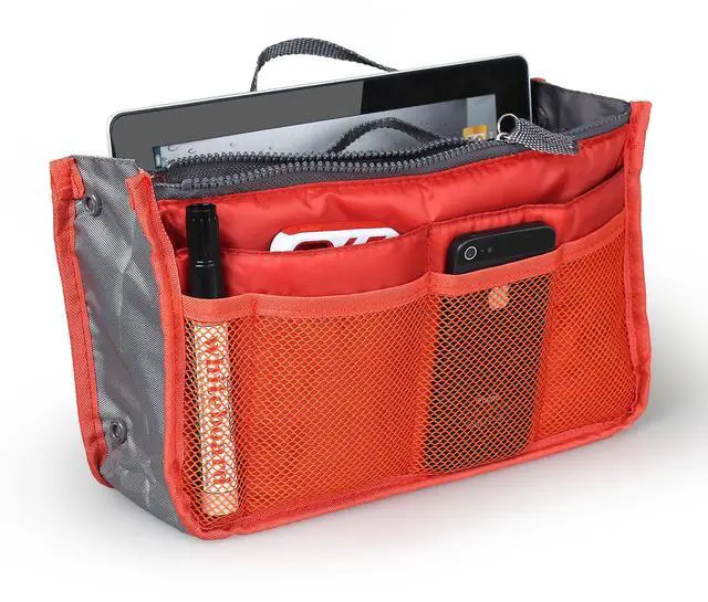 Main image of Fresh Fab Finds Womens Travel Insert Makeup Toiletry Bag w/ Strap - Orange - One size