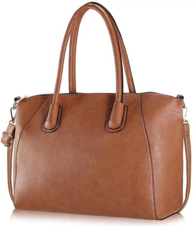 Main image of Fresh Fab Finds Womens 7-Pocket Soft Leather Tote Crossbody Purse - Brown - One size