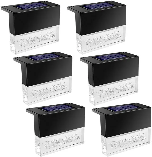 Main image of Fresh Fab Finds 6Pcs Solar Deck Lights Waterproof Acrylic Bubble Step Fence Lamps - Black - One size