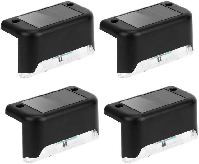 Main image of Fresh Fab Finds 4Pcs Solar Step Lights Water-Resistant Dusk Sensor Fence Lamps - Black - One size