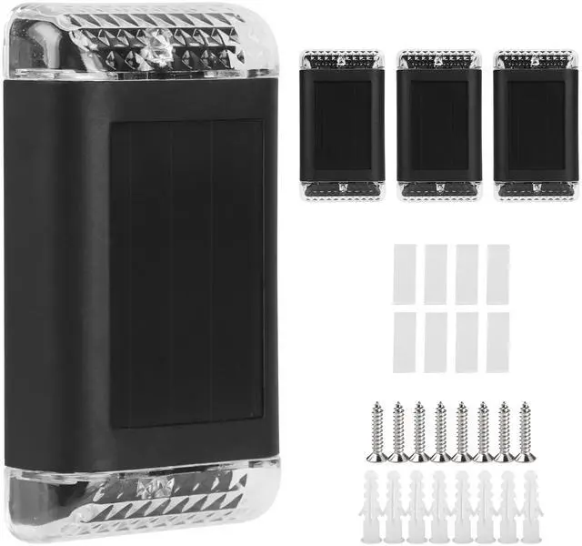 Main image of Fresh Fab Finds 4Pack Solar Wall Sconce Lights IP55 Waterproof Yellow Fence Lamps - Black - One Size