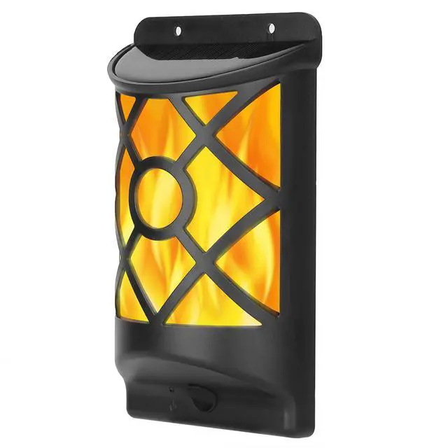 Main image of Fresh Fab Finds 96LED Flame Solar Wall Light Waterproof Flickering Night Lamp - Black - One size