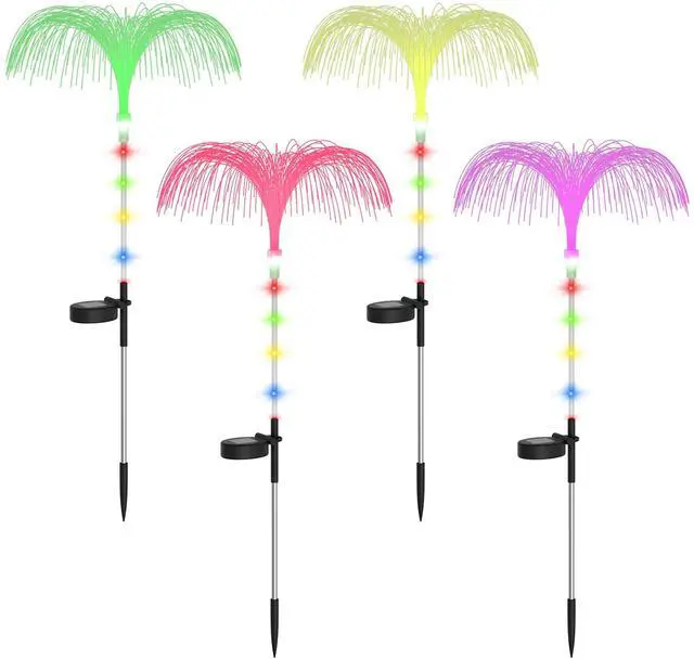 Main image of Fresh Fab Finds 4Pcs Solar Jellyfish Lights IP44 Waterproof 7 Color Outdoor Lamps - Multi - One size