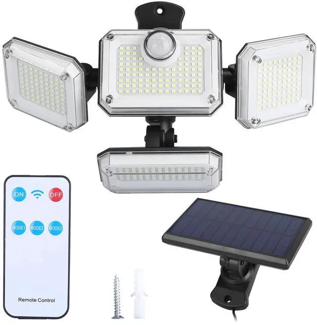 Main image of Fresh Fab Finds 2Pk Solar Wall Lights Motion Sensor w/ Panel 4 Heads 333LED - Black - One size