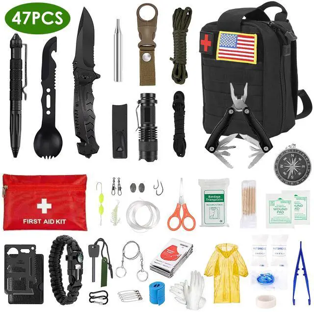 Main image of Fresh Fab Finds 47Pcs Emergency Survival Kit w/ EDC Tools & Pouch for Outdoor Use - Multi - One size