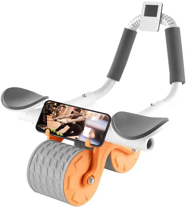 Main image of Fresh Fab Finds Auto Rebound Ab Roller w/ Timer & Knee Pad for Core Training - Orange - One size