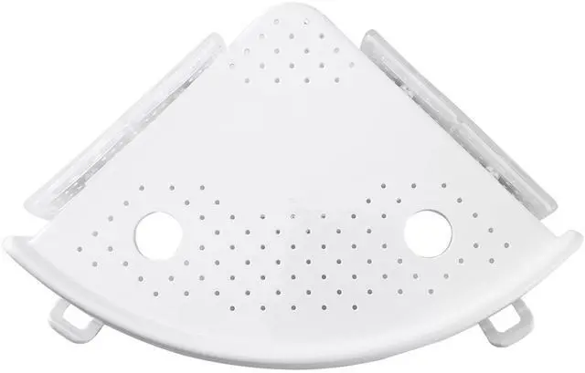 Main image of Fresh Fab Finds Bathroom Corner Rack Triangular Shower Wall Mount Shelf No Drill - White - One size