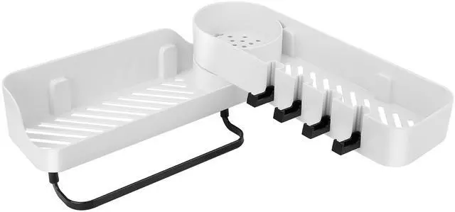 Main image of Fresh Fab Finds 180° Rotating Bathroom Corner Shelf No-Drill Wall Organizer - White - One size