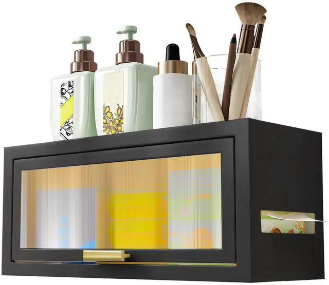 Main image of Fresh Fab Finds Wall-Mounted Toilet Storage Cabinet w/ Magnetic Door - Black - One size