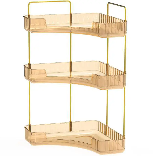 Main image of Fresh Fab Finds 3-Tier Corner Makeup Organizer Tray Shelf for Bath Vanity - Gold - 3-tier