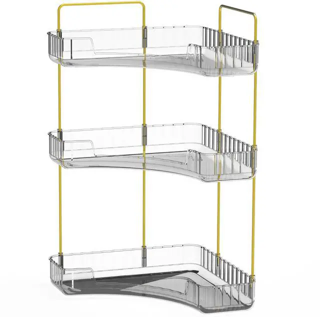 Main image of Fresh Fab Finds 3-Tier Corner Makeup Organizer Tray Shelf for Bath Vanity - White - 3-tier