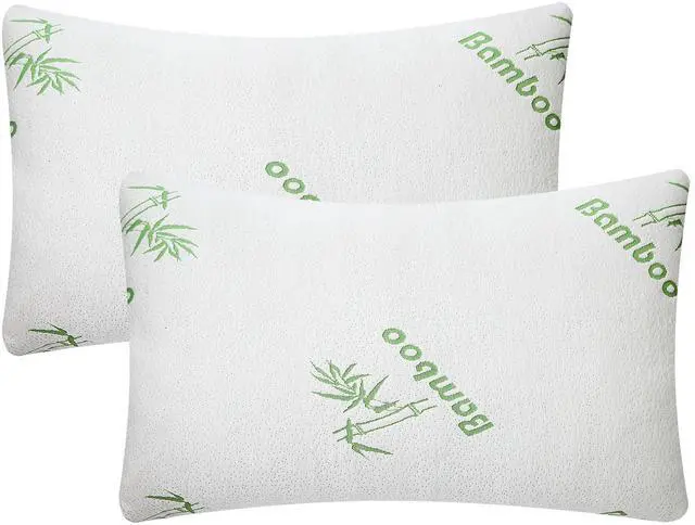 Main image of Fresh Fab Finds Bamboo Memory Foam Shredded Pillow Hypoallergenic with Washable Cover - White - Queen