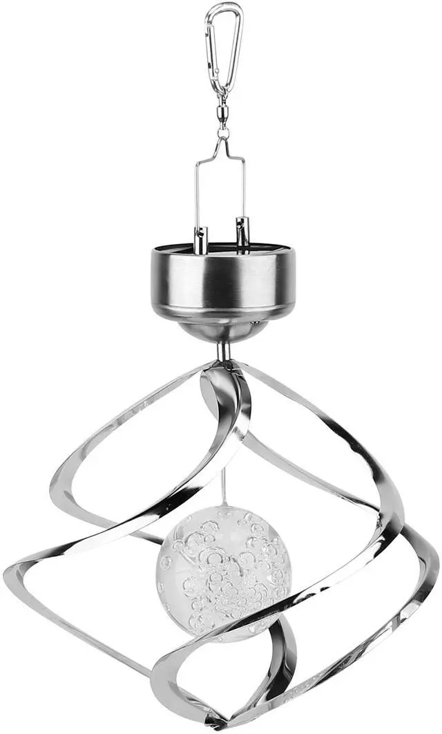 Main image of Fresh Fab Finds Spiral Solar Wind Chime Spinner Light Color Changing Hanging Lamp - Gray - One size