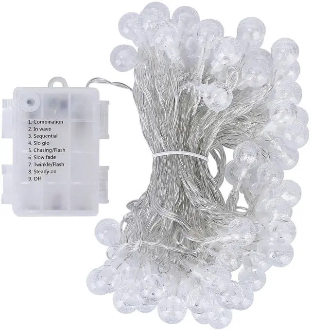 Main image of Fresh Fab Finds 32.8FT Battery Globe String Lights w/ 8 Modes & Remote Waterproof Decor - White - One size