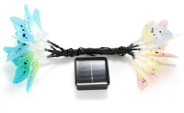 Main image of Fresh Fab Finds 2 Pack Solar Butterfly String Lights 12 LEDs IP44 Multi-Color Outdoor Decor - Multi - One size