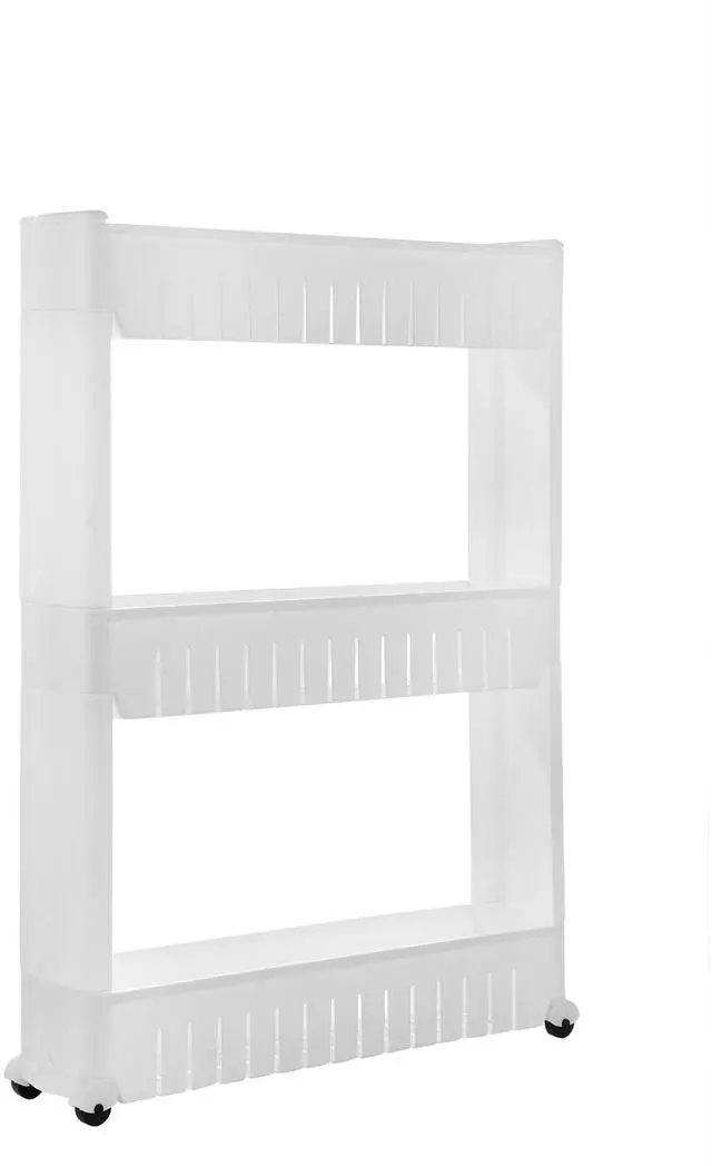Main image of Fresh Fab Finds Slim 3-Tier Storage Cart Rolling Shelf for Narrow Space Kitchen Bathroom - White - 3-Tier