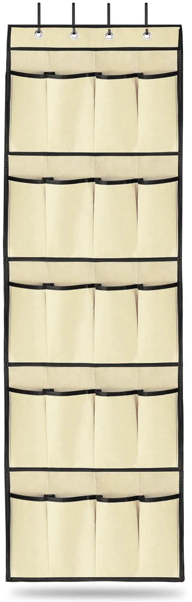 Main image of Fresh Fab Finds Over-the-Door 20-Pocket Shoe Rack Hanging Shelf Organizer - Beige - One size