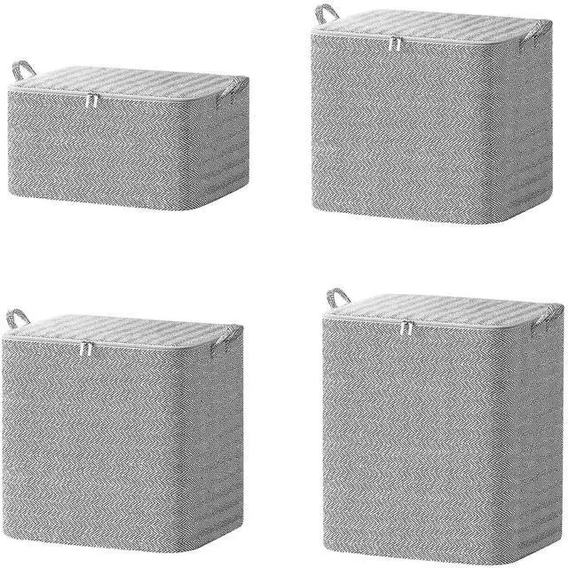 Main image of Fresh Fab Finds 4Pk Foldable Non-Woven Storage Bags w/ Zipper Lids & Handles 30150L - Gray - One size