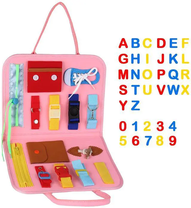 Main image of Fresh Fab Finds Kids Busy Board Montessori Sensory Learning Toy for Ages 16 - Pink - One Size