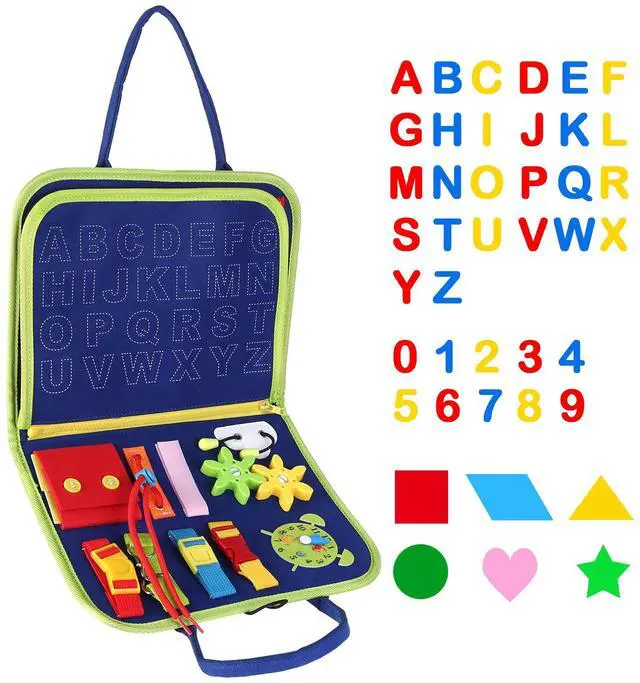 Main image of Fresh Fab Finds Kids Busy Board Montessori Sensory Learning Toy for Ages 16 - Blue - One Size