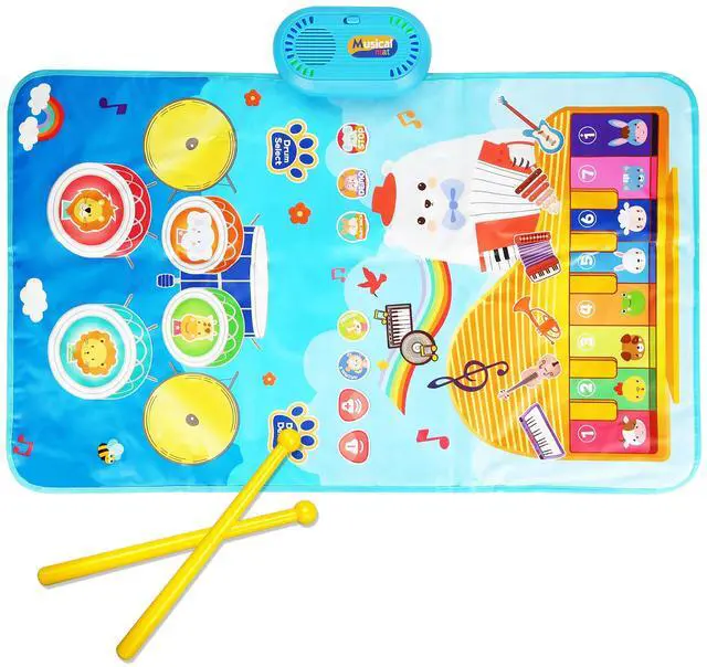 Main image of Fresh Fab Finds Baby Musical Mat with 55 Sounds, Piano & Drum Features, Ages 12 - Bear - One Size